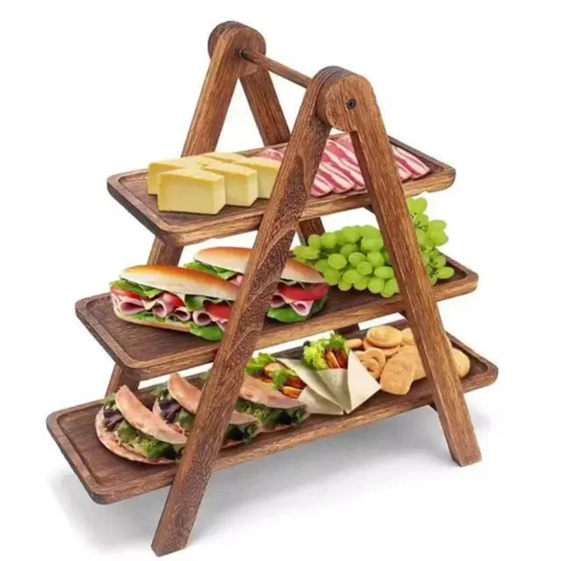 Bamboo Cutlery Set - 3 Tier Serving Tray Wood Tiered
