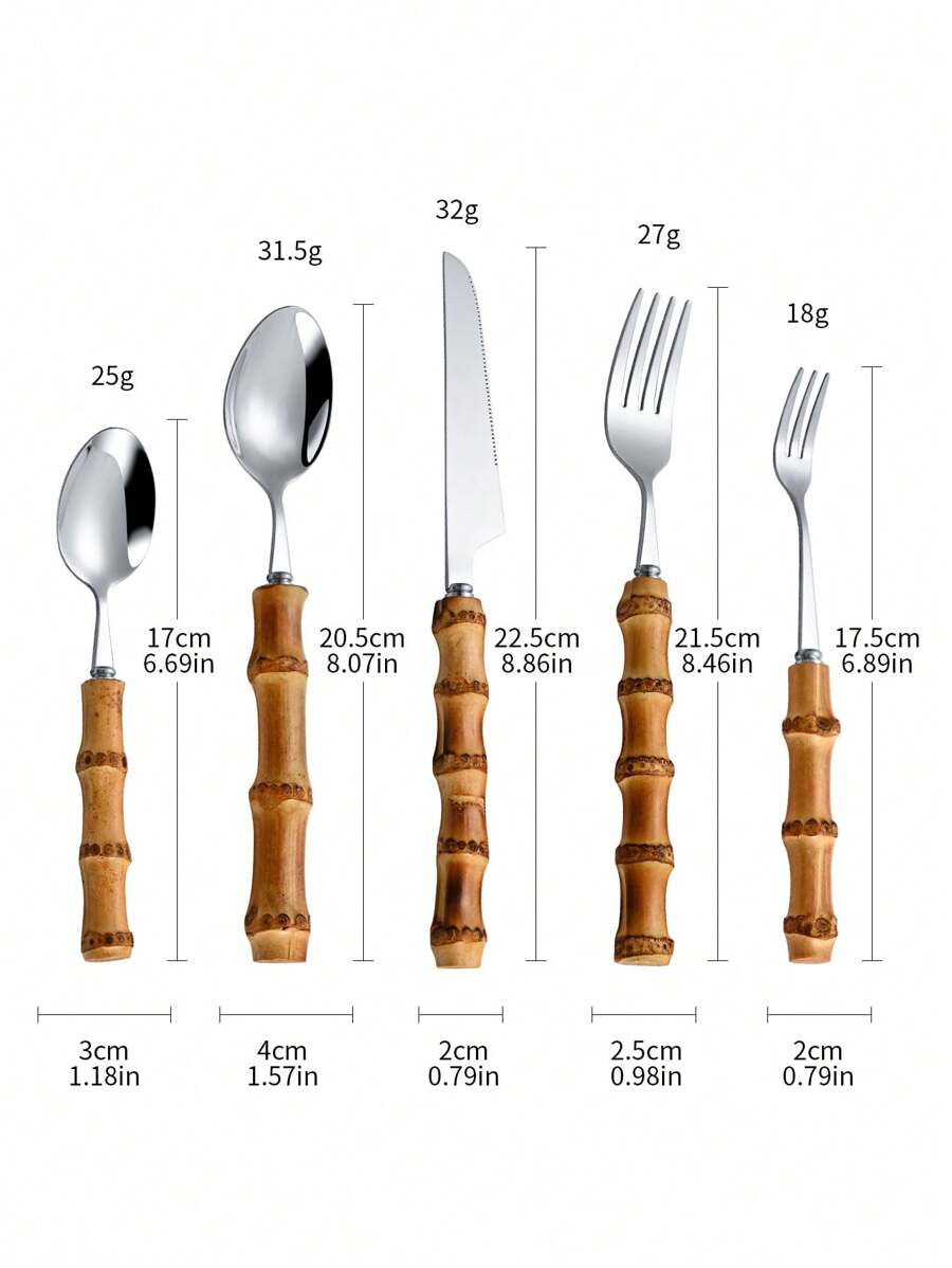 30-piece stainless steel cutle - Bamboo Cutlery Set 评论和价格