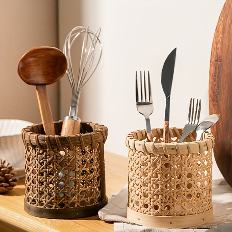 1pc Cutlery Stand - Multifunct - Bamboo Cutlery Set 评论和价格