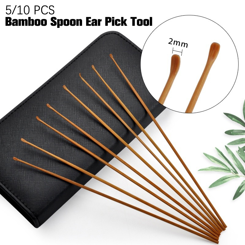 5/10Pcs Bamboo Spoon Ear Pick  - Bamboo Cutlery Set 评论和价格