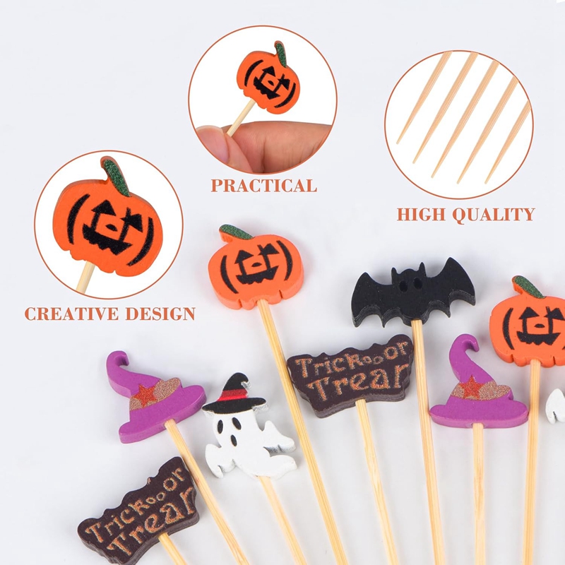 50/100Pcs Halloween Party Toot - Bamboo Cutlery Set 评论和价格