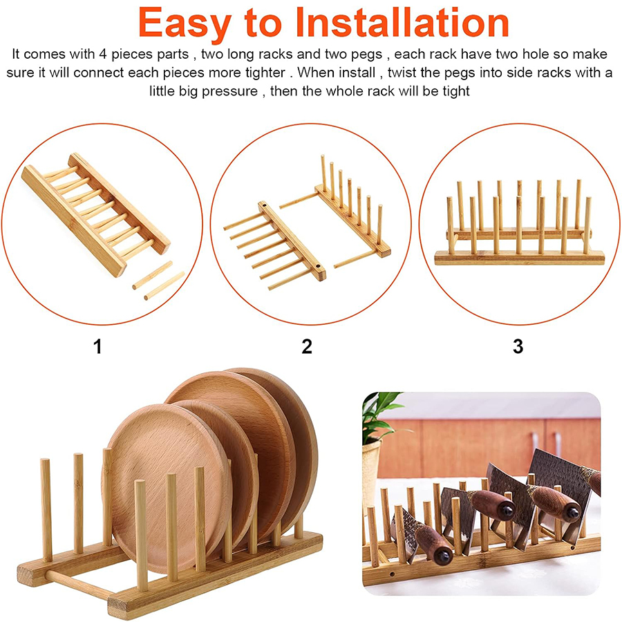 1pcs/2pcs Bamboo Dish Rack, Pl - Bamboo Cutlery Set 评论和价格
